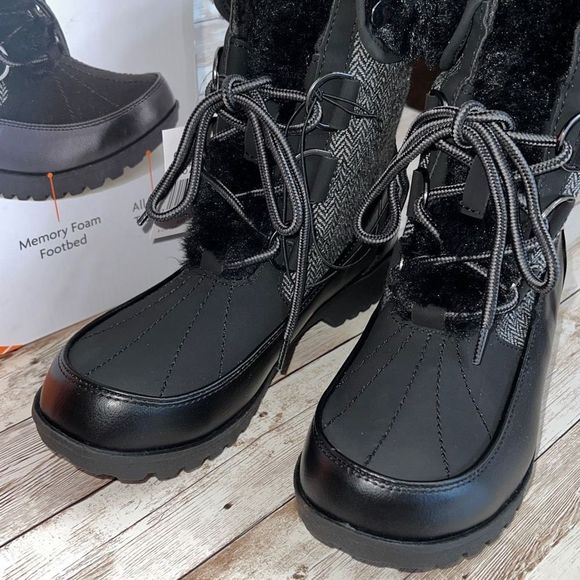 JBU Southgate Herringbone Ladies’ Boots Memory Foam Footbed Cozy Fur Lining NWT - Picture 11 of 14